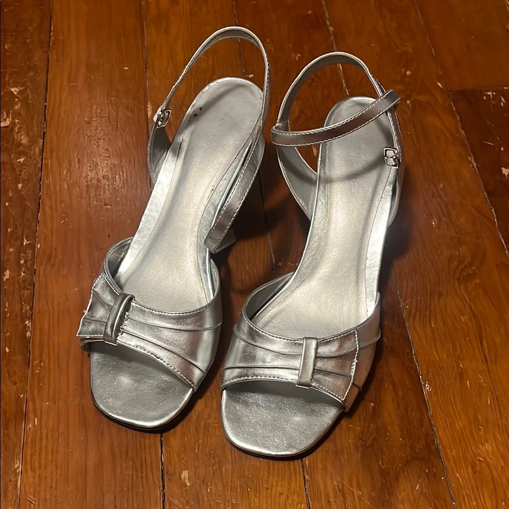 Predictions Silver Heels with Bow Detail